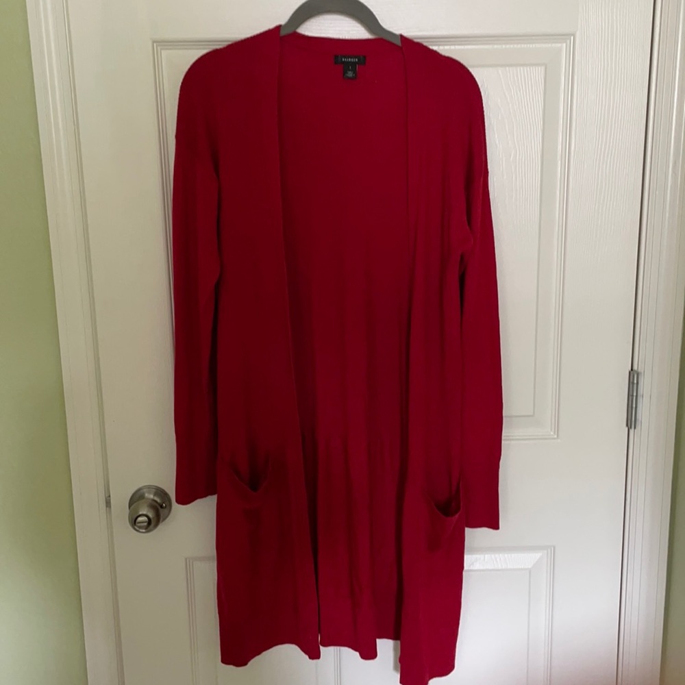 Red long cardigan